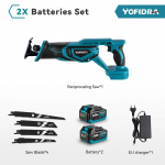 Yofidra 18V harjadeta edasi-tagasi saag K&auml;gasaag Saber Multifunktsionaalne elektriline saag Metallile Puidule Torude l&otilde;ikamiseks Makita akule 2XBattery-EU plug