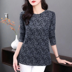 T-s&auml;rgid Naiste Puuvillane Pluus &Uuml;lisuur Mugav Veniv Pikkade Varrukatega T-s&auml;rk Leopard &Uuml;mmarguse Kaelusega Vaba L&otilde;ikega Topid XXXXXL