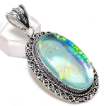 Natural Blue Triplet Opal 925 Sterling Silver Jewelry Pendant 2.29 a9p85
