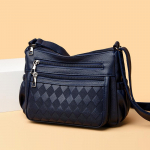 Moodne PU-nahast &otilde;lakott naistele Suure mahutavusega mitmekihiline crossbody-kott igap&auml;evaseks kasutamiseks sinine