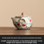 Ru Ahi Pastellid &Uuml;heksa Virsikut K&auml;ega Haaratav Pott Keraamiline Kung Fu Tee Komplekt Teekann Majapidamise Loominguline Ei Kuumene K&auml;es S&otilde;el &Uuml;ksik Pott