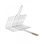 Kahekordne Grillrest - Kroomitud Teras - 34x22 cm - Puust K&auml;epide - Lihtne Kasutada - Vastupidav
