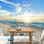 3D Ranniku Maastiku Tapeet P&auml;ikeseloojangu Foto Seinapaber Seintele 3D Elutuba Magamistuba Taust Seinamaalingud Dekoratsioon 200 cm(W) x 140 cm(H)