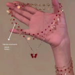 2025 Romantiline Punane Liblikas Rangluukett: Mitmekihiline naistemood