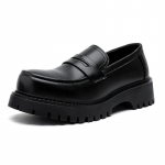 V&auml;lisjalan&otilde;ud Paks Tald Meeste Slip-on Lamedad Kingad Vabaaja Nahast Mehelikud Mokassiinid Mugavad Klassikalised Ametlikud Jalan&otilde;ud Punk Stiilis S&otilde;idukingad 38 must