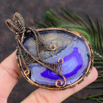 Aqua Botswana Druzy Copper Wire Wrap Jewelry Pendant 3.55 f9j13