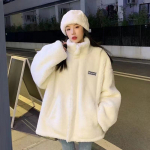 S&uuml;gis- ja talve ka&scaron;miirmantel Korea versioon retro vabaaja mood pl&uuml;&uuml;s paks k&otilde;rge kaelusega tepitud jakk XXL valge