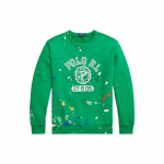 Polo Ralph Lauren SS22 Splash Logo Prindiga &Uuml;mmarguse Kaelusega Pikkade Varrukate Dressipluus Meeste dressipluus Roheline MNPOKNI16821991-300 S