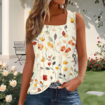 Naiste mood plisseeritud tr&uuml;kiga ruudukaelusega vesttopp L sinine