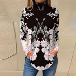 Naiste T-s&auml;rgid S&uuml;gises vabaaja pikkade varrukatega s&auml;rgid Vintage tr&uuml;kitud k&otilde;rge kaelusega pullover M