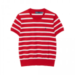 Polo Ralph Lauren Triibuline Logo Tikitud Pullover L&uuml;hikeste Varrukatega Kootud Top Naiste topid 211891886-003 XS