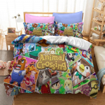 Animal Crossing Voodipesukomplekt Joonisfilm M&auml;ng 3D Tekikottide Komplektid &Uuml;heinimesevoodi T&auml;issuuruses Kuninganna Kuningsuuruses Padjap&uuml;&uuml;r lastele Kingitus Kodu Dekoratsioon Eu Double 200x200cm