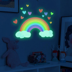 Vikerkaare helendavad seinakleebised helendavad pimedas fluorestseeruva pilve s&uuml;dame seinakleebis 19cm * 29cm