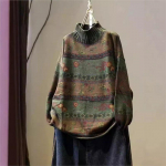 Korea vintage lillemustriga mustriga vabaaja kampsun, naiste s&uuml;gismoodne pikkade varrukatega kampsun One Size kohv