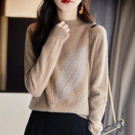 Naiste ka&scaron;miirkampsun Qinghe ka&scaron;miir 30% ka&scaron;miir 70% vill s&uuml;gis-talvine pullover soe ja moekas XXL beež