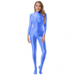 L&auml;ikiv naiste kehasukk Veniv Seksikas T&auml;ispikk Pikkade Varrukatega Kombinesoon Lukuga L&auml;ikiv Sile Leotard Catsuit Tantsupraktika Klubi Postitants 180cm sinine