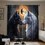 2 tk Termoisolatsiooniga pimendavad kardinad - Hundimustriga aknakardinad tumeda taustaga, Valgust blokeerivad ja energias&auml;&auml;stlikud Wi 53x116cm 2pc&Without mount