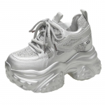 Moodsad 11CM Naiste Vabaaja Platvormtossud K&otilde;rged Kontsad 2024 Uued S&uuml;gisesed Spordinahast Kingad Bling-tossud Paksude Taldadega Tossud Zapatos Mujer 34