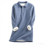 Women's solid color casual plush long sleeved pullover top XL