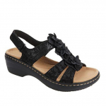 Suvised sandaalid Naistele Uued lillelised kiiluplatvorm Ortopeedilised kingad Retro Rooma vabaaja mugavad Peep Toe Sandalias De Mujer 37 must