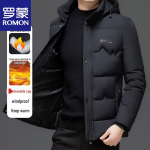 ROMON Men's Thickened Hooded Plush Lined Winter Padded Jacket 6XL