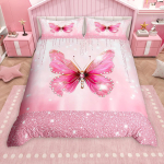 Homewish &Scaron;ikk Liblikaga Tekikott Komplekt T&uuml;drukutele, V&auml;rviline S&auml;delevate T&auml;htedega Tekikott Komplekt, Vikerkaare Lilled Voodikomplekt UK C 120x150cm 2pcs&set white