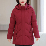 Suurused XL-6XL Keskealiste Naiste Puhverjakk Talvised &Uuml;leriided Kapuutsiga Elegantne Paks Soe Sulgjakid XL punane