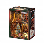 UUS DIY raamaturiiul Puidust miniatuurmudeli komplektid J&otilde;ulupoe raamatuvahe 3D-pusle Valgusega Raamaturiiul s&otilde;pradele S&uuml;nnip&auml;evakingitused