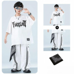 Laste lava trumm Hip-hopi moeshow esinemiskost&uuml;&uuml;m Poistele T&uuml;drukutele t&auml;navatants Jazz Streetwear L&uuml;hikeste varrukatega pluus P&uuml;ksid R&otilde;ivakomplekt 110cm valge