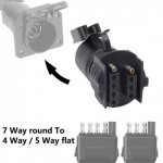 7 Ways Round to 4 Pin & 5 Pin Flat Blade Trailer RV Boat Plug Adapter Connector