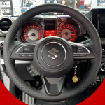 Hand-stitched non-slip Black Leather Car Steering Wheel Cover for Suzuki Jimny -2024 auto parts Red line style