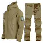 Talvine fliis tuulekindel soe meeste &uuml;likond Shark Skin Soft Shell jakid+ p&uuml;ksid komplektid &otilde;ues matkamine ronimine jahispordiriided XXXL khaki