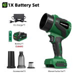 Newbeny 2IN1 Harjadeta Elektriline Turbo Puhur Jet Ventilaator 650M/S 3000W V&auml;gev Autokuivati Lumetolmu Puhur T&ouml;&ouml;riist Makita Akule 1X3.0Ah Battery