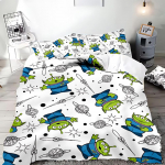 Kuum m&auml;nguasjalugu tekikate padjap&uuml;&uuml;r multifilmikangelane Buzz Lightyear voodipesukomplekt t&auml;iskasvanud poiss t&uuml;druk magamistoa kaunistus laste kingitus &uuml;hekohaline EU Single(135*200cm)3pcs