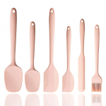 6 tk mittenakkuv silikoonist spaatlikomplekt, kuumakindel kreemispaatel, kraabits, lusikas, pintsel roostevabast terasest s&uuml;damikuga, k&ouml;&ouml;gin&otilde;ud roosa