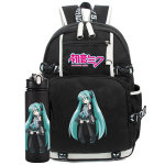 2 tk/komplekt Anime Hatsune Miku tr&uuml;kitud seljakott 750 ml veepudeliga teismelisele &otilde;pilasele t&uuml;drukule poisile suure mahutavusega veekindel koolikott kingitus
