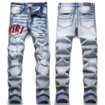 Denim Street Youth Trendikad teksad Tikitud auguga venivad v&auml;ikese jalaga meeste teksad 36 sinine