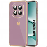 Coque pour Xiaomi Redmi Note 15 Pro 5G, Silicone avec Motif C&oelig;ur Protection Antichoc - Violet