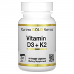 California Gold Nutrition, D3-vitamiin + K2, 60 taimset kapslit
