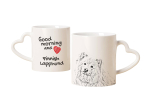 Finnish Lapphund, Finnish Lapponian Dog - cup with a dog, adorable cup with a heart-shaped handle, universal gift from the Art-Dog brand valge