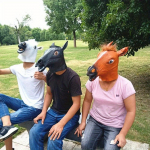 UUS Simulatsioonihobusepea Mask Cosplay Kost&uuml;&uuml;m Pidu Naljakas ja Naljakas Festivali Hobusepea Mask Peakate UUS pruun