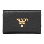 Prada Saffiano metalllogo kl&otilde;pskinnitusega rahakott Nahast v&otilde;tmehoidja Naiste rahakott Must-lilla 1PG004_ZLP_F061H Basic Set (Bag)