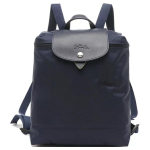 Longchamp Le Pliage Green 26 &Uuml;hev&auml;rviline Kl&otilde;ps-t&otilde;mblukuga Sulgemine Pehme Taaskasutatud L&otilde;uend Nahkdetailidega Seljakott Naiste seljakott Tumesinine 1699919P68 Basic Set (Bag)