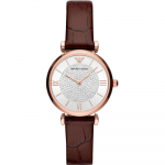 Emporio Armani Gianni T-Bar H&otilde;bedane Nahast/Pruun Naiste Kvartsikell AR11269 h&otilde;be