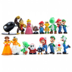 Super Mario 18-osaline figuurikomplekt 3-6cm Mitmev&auml;rviline kollektsioon (Mario, Luigi, Printsess Peach, Yoshi, Toad)