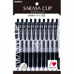 Zebra Sarasa Clip Geelpliiats 10 tk, 0.5mm, Must, Pliiatsid, P-JJ15-BK10 must