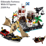 2509 tk Keskaegsed Piraadid Eldorado Kindlus 10320 Modulaarsed Ehitusklotsid DIY Klotsid Piraadi Barracuda Lahe Komplekt beige