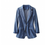 Vintage &uuml;likond Naiste teksad jakk vabaaja topid lahtised l&uuml;hikesed teksableiser &uuml;ler&otilde;ivad naiste kauboi p&otilde;himantel kevads&uuml;gis plusssuuruses L sinine