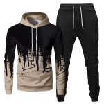 Meeste kapuutsiga spordidress, Unisex, kaheosalised jooksuriided, pikkade varrukatega pulloverid, pusad ja dressip&uuml;ksid L beež
