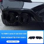 BMW G60 2025-2026 jaoks Tagumine sabaosa nelja v&auml;ljalaskeavaga summutitorikate on muudetud mustaks v&auml;rvitud summutitoritoru viimistlusega